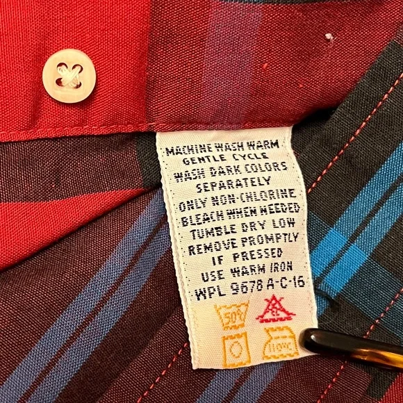 VINTAGE Ron Chereskin Plaid Long Sleeve Button Front Casual Shirt Made Hong Kong - Picture 9 of 13